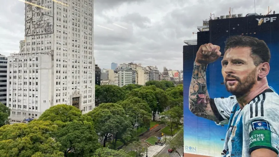 Foto de Messi en la 9 de Julio
