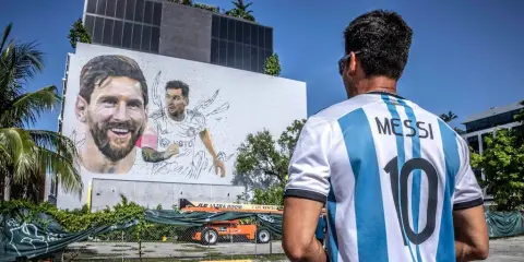 Foto de Messi sonriente en Wynwood